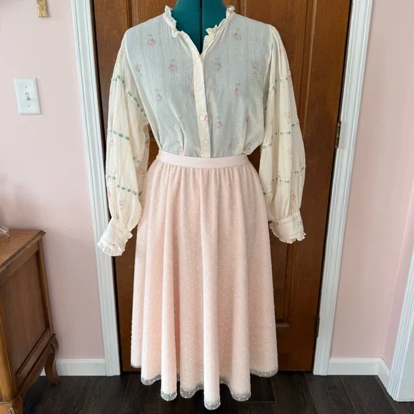 Loveshackfancy Rose printed Love Letters blouse Medium - Picture 2 of 8